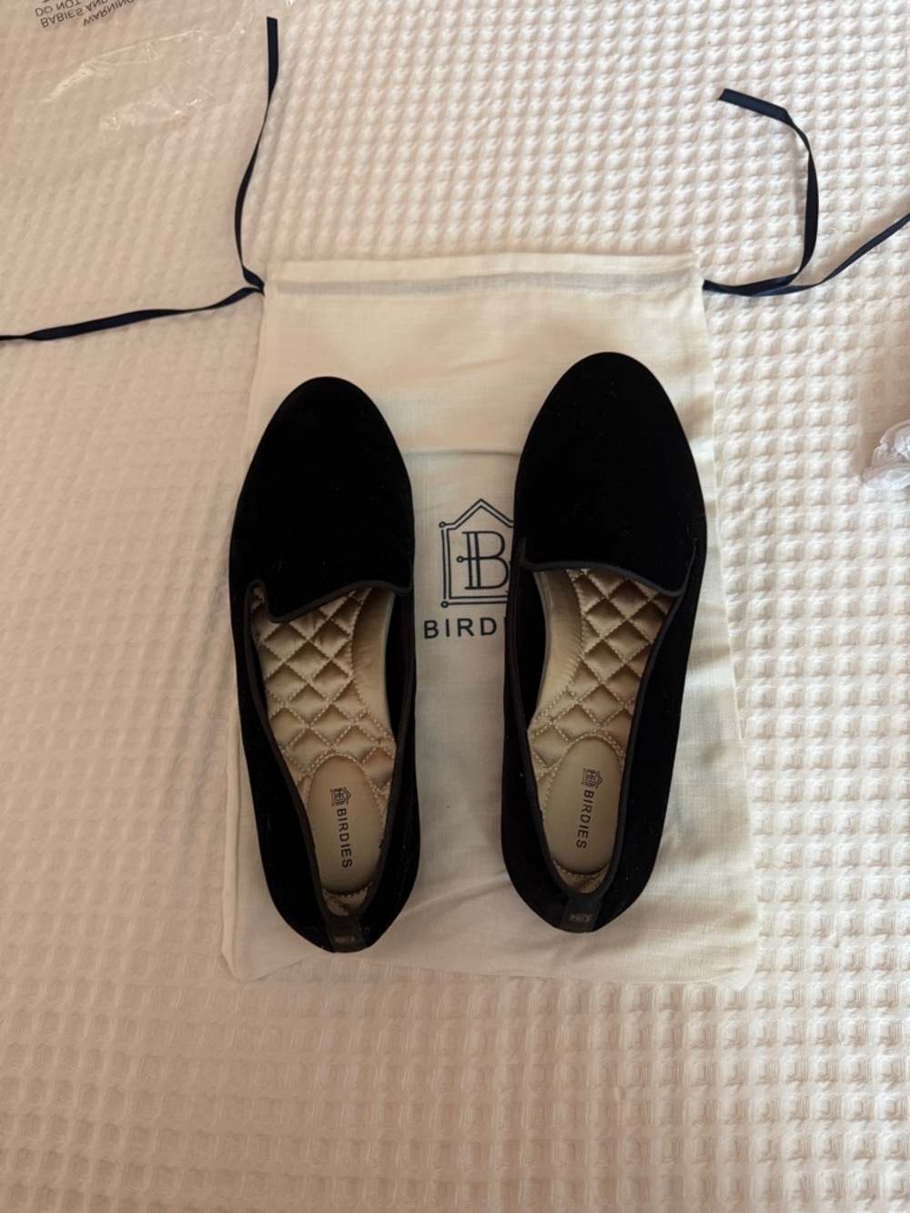 Birdies Black Velvet Slip-On Loafers